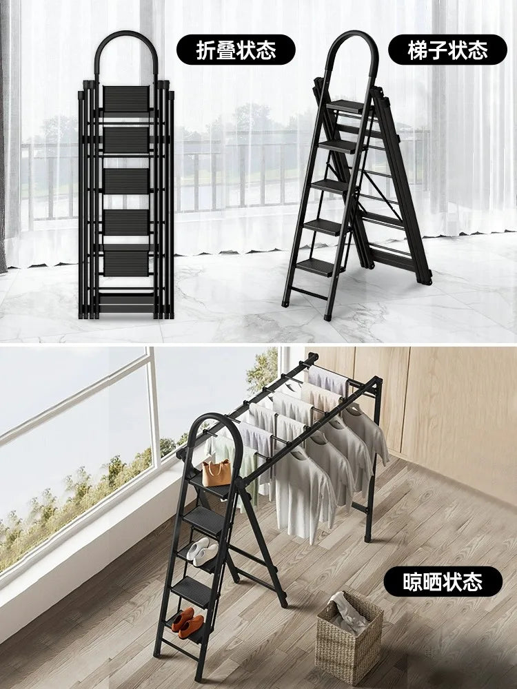 Multi-Functional Foldable Drying Rack Ladder | Heavy-Duty Carbon Steel Clothes Drying Stand