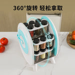 18-Jar 360° Rotating Spice Rack Organizer with Glass Spice Jars – Kitchen Countertop Seasoning Storage Set