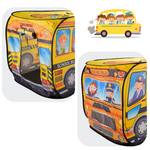 Kids School Bus Play Tent – Foldable Indoor Outdoor Playhouse Pop Up Tent for Boys & Girls
