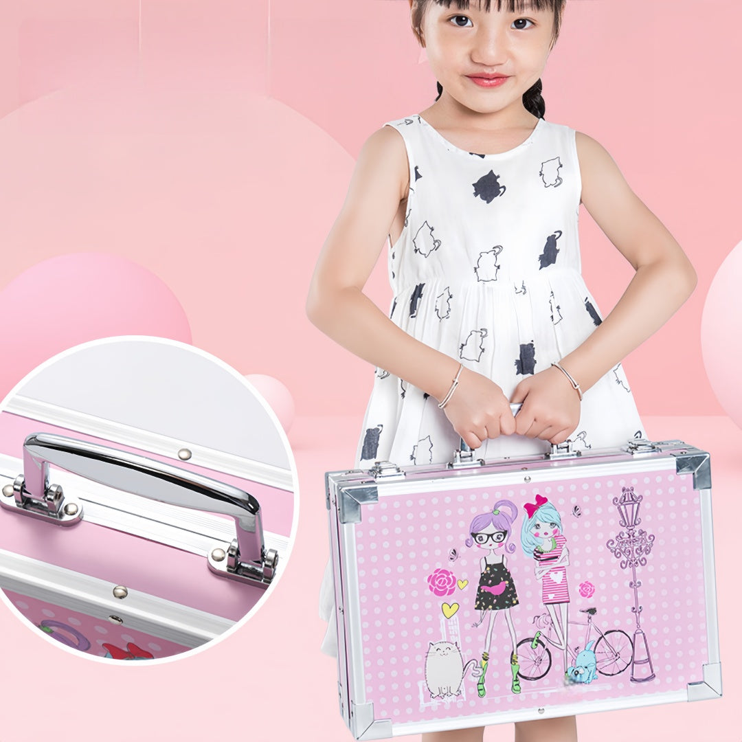 168-Piece Deluxe Kids Art Set with Aluminum Carry Case – Drawing, Coloring & Painting Kit
