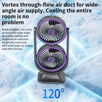 Double Hurricane Rechargeable Fan – Dual Head 360° Adjustable Portable Electric Fan