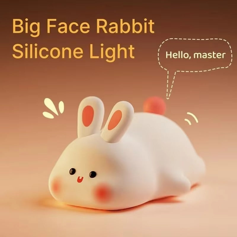 Cute Bunny Silicone Night Light – Soft Touch LED Bedside Lamp