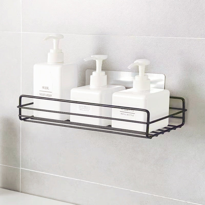 No-Drill Wall Mounted Storage Rack | Metal Bathroom & Kitchen Organizer Shelf