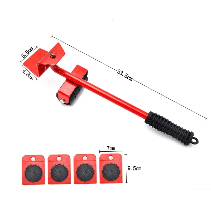 5-Piece Furniture Moving Tool Set | Heavy Duty Furniture Lifter & 360° Moving Roller Sliders
