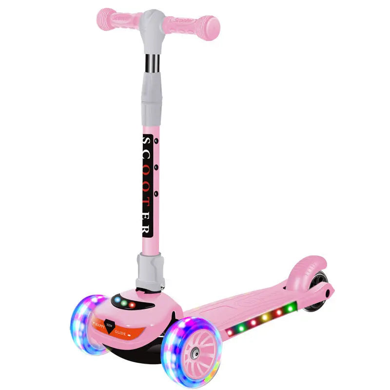 Kids 3-Wheel Adjustable Kick Scooter – Foldable Height Adjustable Scooter with LED Flashing Wheels