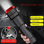 Multi-Functional LED Rechargeable Flashlight with Safety Hammer, Window Breaker, COB Work Light & Power Bank