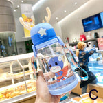 Cartoon Kids 500ml Water Bottle with Straw | Leak-Proof Pop-Up Spout School & Travel Bottle
