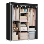 Large Foldable Portable Wardrobe Storage Organizer with Hanging Rail & Shelves