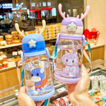 Cartoon Kids 500ml Water Bottle with Straw | Leak-Proof Pop-Up Spout School & Travel Bottle