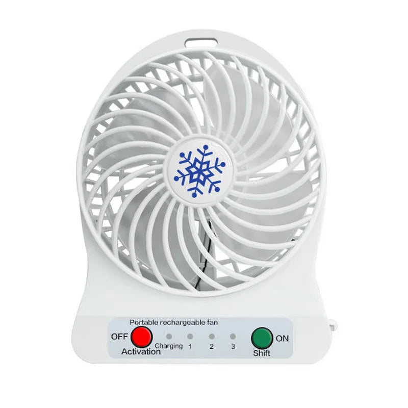 Mini Portable USB Rechargeable Fan with LED Light | Handheld & Desktop Cooling Fan (1200mAh Battery)