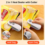 2-in-1 Mini Heat Sealer — USB Rechargeable Handheld Bag Sealer & Cutter | Portable Food Freshness Sealing Clip for Chips, Bread, Meat & More