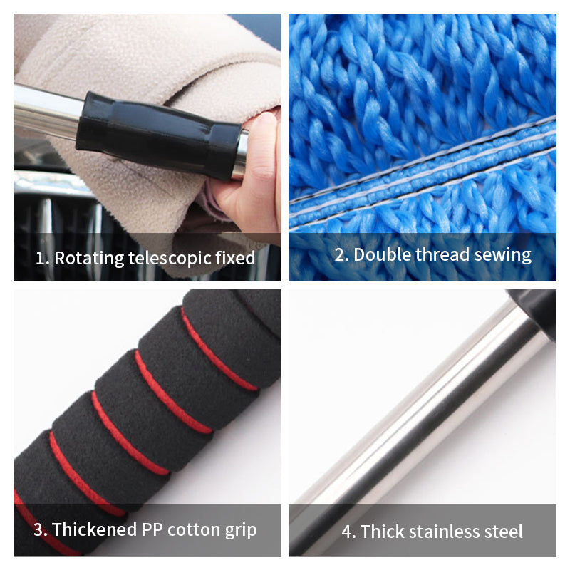 SEAMETAL Extendable Microfiber Car Duster & Cleaning Mop Kit – Retractable Car Wash Brush with Wax Mop