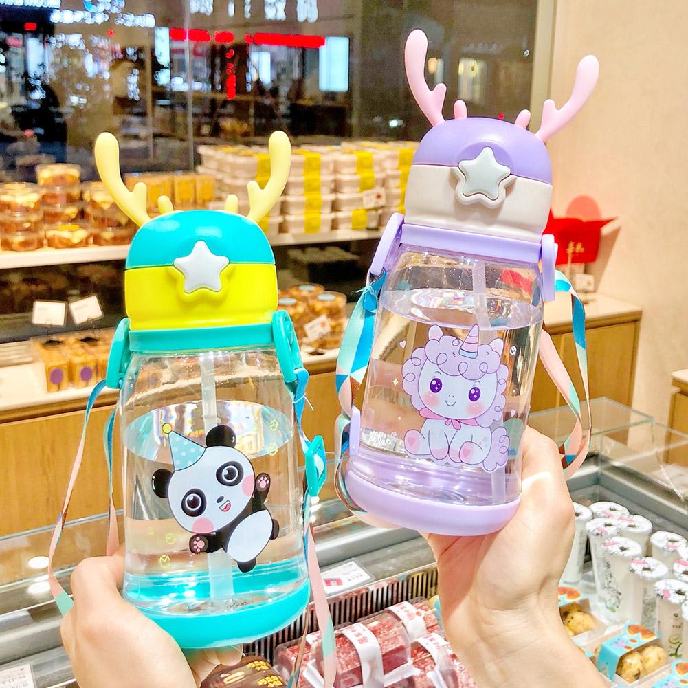 Cartoon Kids 500ml Water Bottle with Straw | Leak-Proof Pop-Up Spout School & Travel Bottle