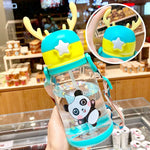 Cartoon Kids 500ml Water Bottle with Straw | Leak-Proof Pop-Up Spout School & Travel Bottle