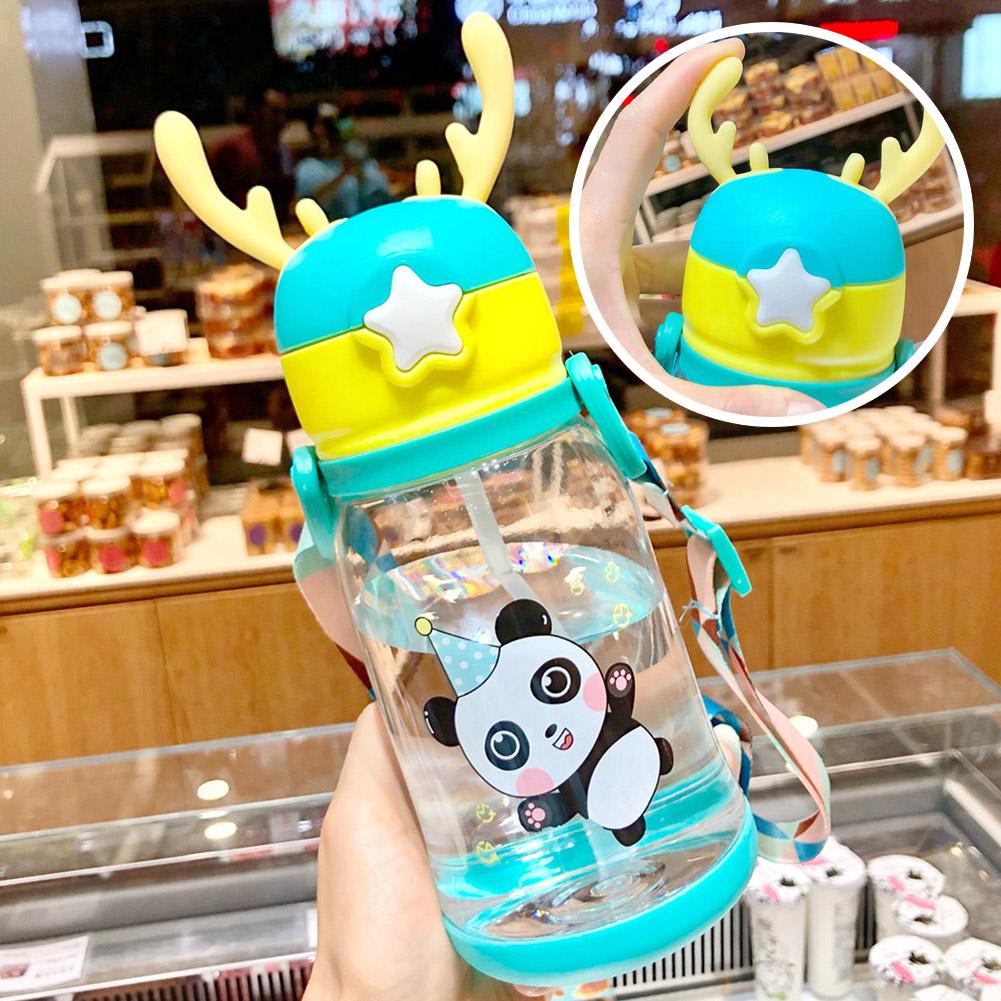 Cartoon Kids 500ml Water Bottle with Straw | Leak-Proof Pop-Up Spout School & Travel Bottle