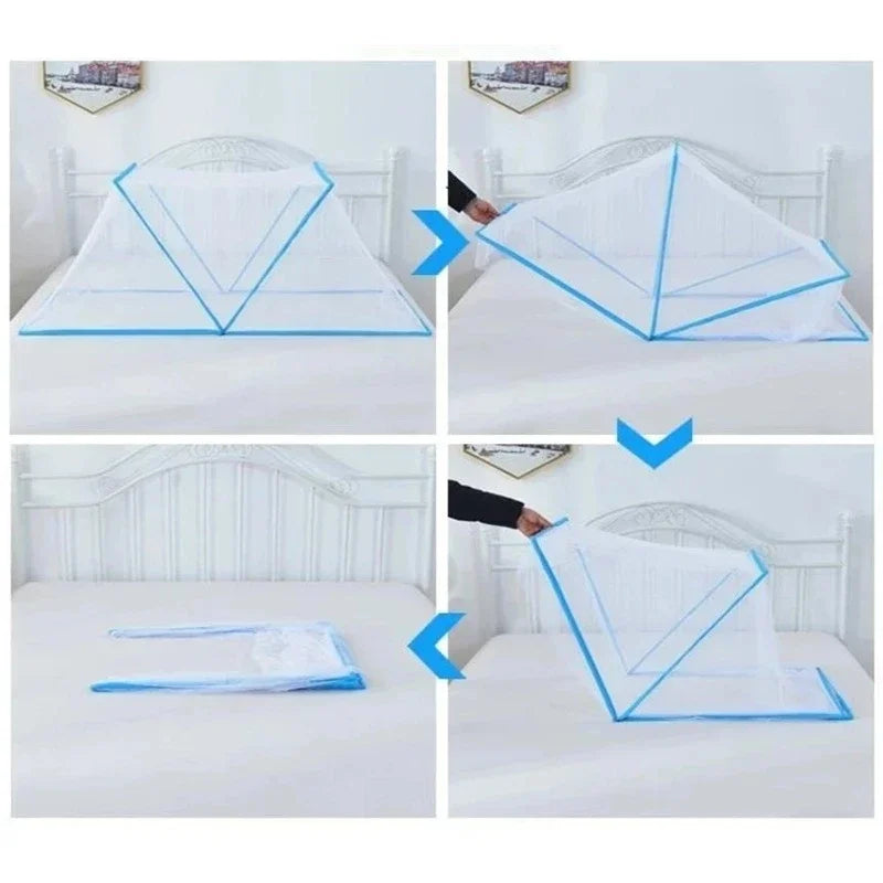 Foldable Pop-Up Mosquito Net Tent for Bed – Portable Zippered Insect Protection