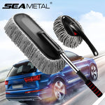 SEAMETAL Extendable Microfiber Car Duster & Cleaning Mop Kit – Retractable Car Wash Brush with Wax Mop