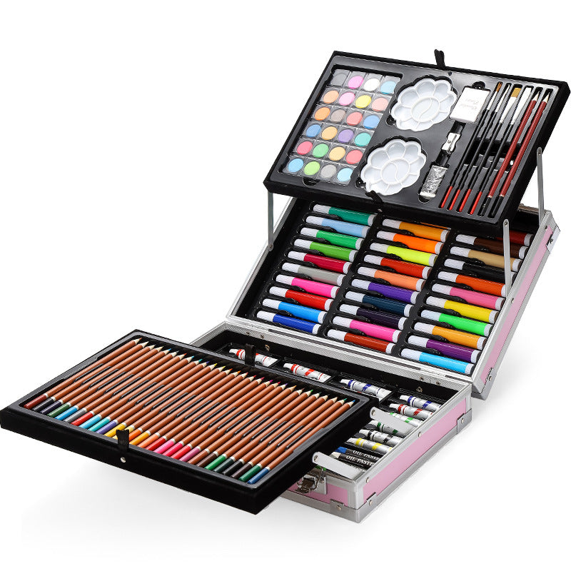 168-Piece Deluxe Kids Art Set with Aluminum Carry Case – Drawing, Coloring & Painting Kit