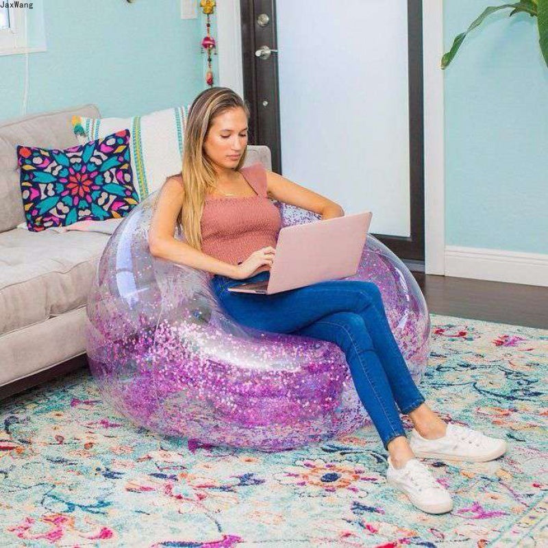 Inflatable Transparent Air Bean Bag Chair – Portable Lazy Sofa for Indoor & Outdoor Use