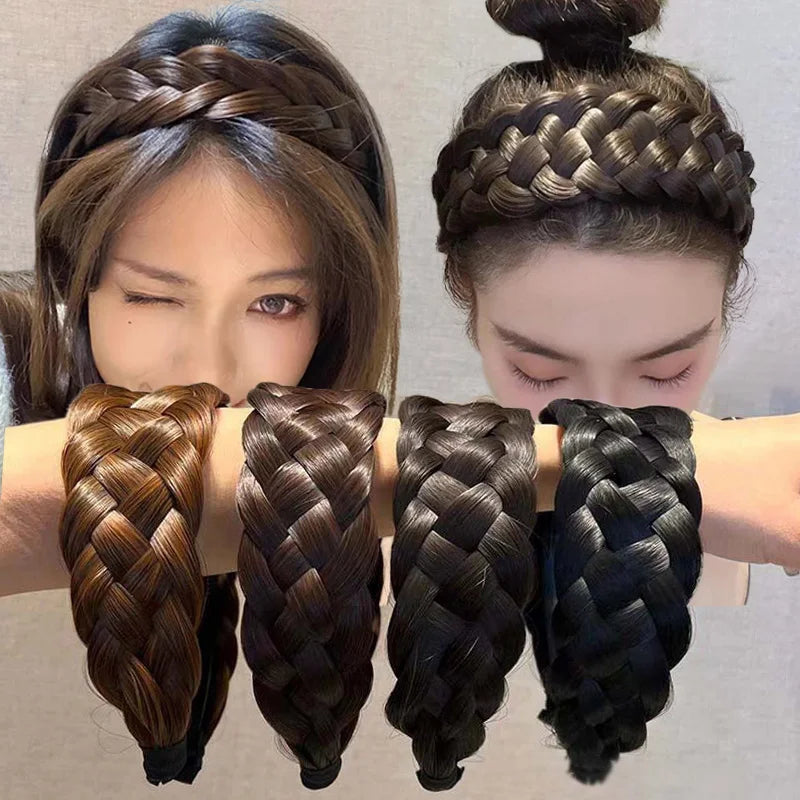 Braided Hair Headband | Synthetic Plaited Hair Band for Women & Girls