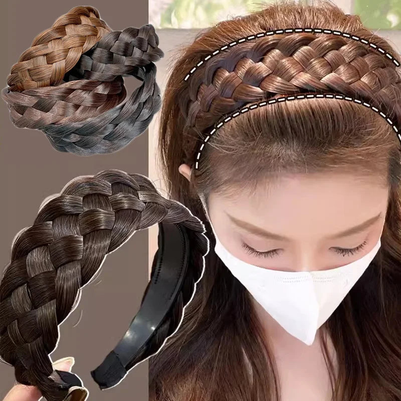 Braided Hair Headband | Synthetic Plaited Hair Band for Women & Girls