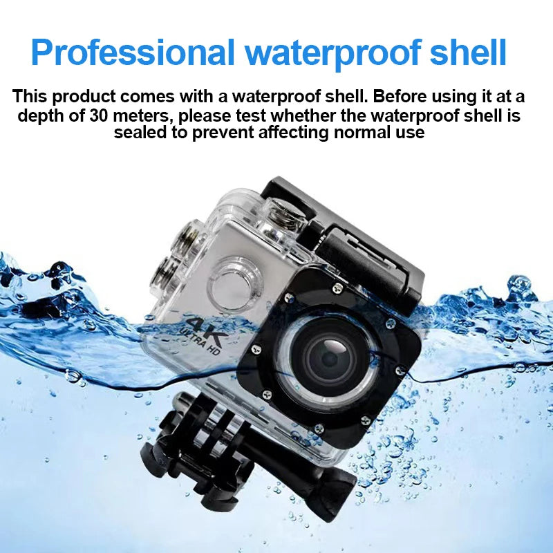 4K Ultra HD WiFi Action Camera – 12MP Waterproof Sports Camera with Mounting Accessories