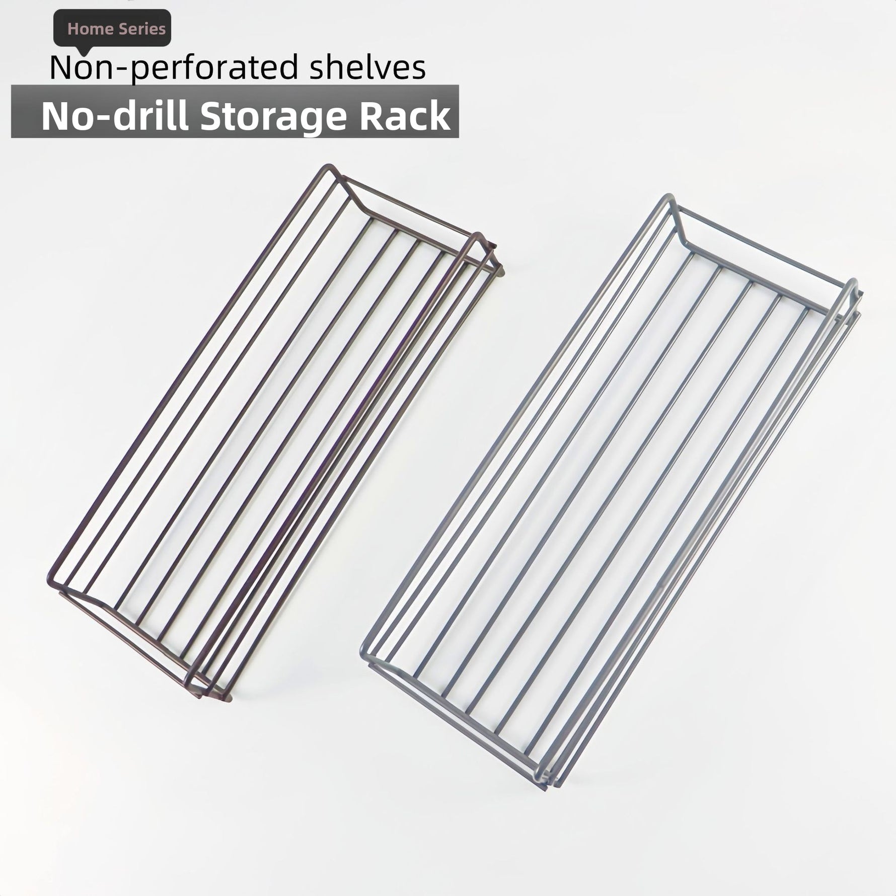 No-Drill Wall Mounted Storage Rack | Metal Bathroom & Kitchen Organizer Shelf