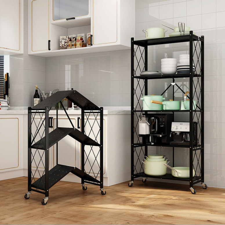 5-Tier Heavy Duty Kitchen Storage Rack with Wheels | Multi-Purpose Metal Microwave & Appliance Organizer Shelf