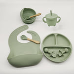 Baby Silicone Feeding Set – Plate, Bowl, Bib, Cup, Spoon & Fork Set