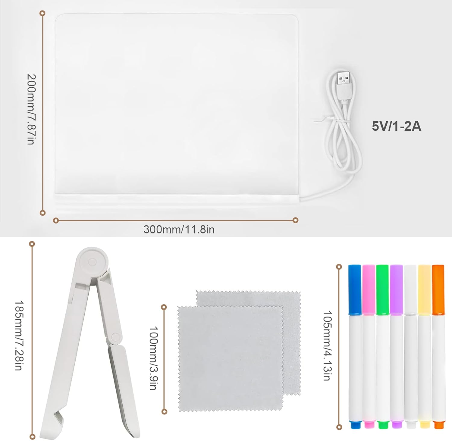 LED Light-Up Acrylic Message Board with USB Stand – Erasable Glow Drawing & Memo Board
