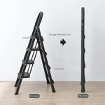 4-Step Folding Ladder with Safety Handrail | Heavy-Duty Metal Household Step Ladder