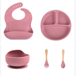 Baby Silicone Feeding Set – Plate, Bowl, Bib, Cup, Spoon & Fork Set