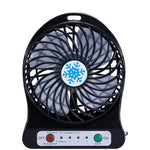 Mini Portable USB Rechargeable Fan with LED Light | Handheld & Desktop Cooling Fan (1200mAh Battery)