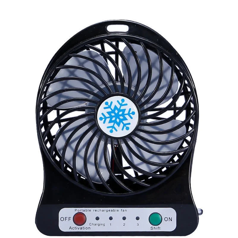 Mini Portable USB Rechargeable Fan with LED Light | Handheld & Desktop Cooling Fan (1200mAh Battery)