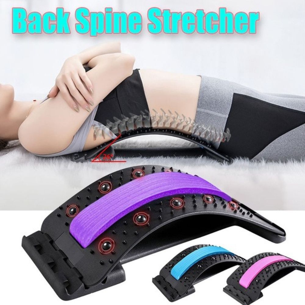 3-Level Adjustable Back Stretcher – Lumbar Support & Back Pain Relief Massager with Acupressure Points