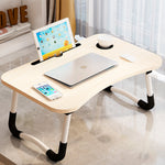 Portable Foldable Laptop Table with Cup Holder & Tablet Slot – Multi-Purpose Bed & Study Desk