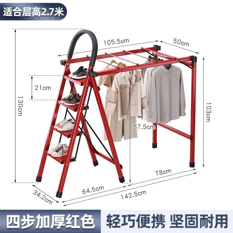 Multi-Functional Foldable Drying Rack Ladder | Heavy-Duty Carbon Steel Clothes Drying Stand