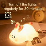 Cute Bunny Silicone Night Light – Soft Touch LED Bedside Lamp