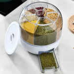 360° Rotating Rice & Grain Dispenser | Airtight Multi-Compartment Cereal Storage Container