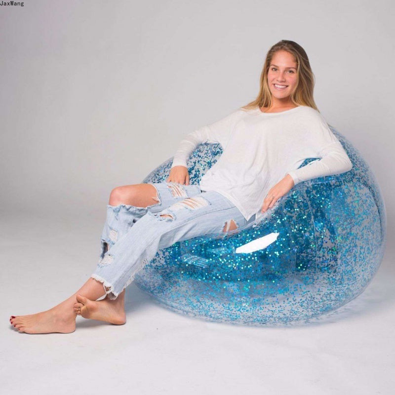 Inflatable Transparent Air Bean Bag Chair – Portable Lazy Sofa for Indoor & Outdoor Use