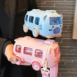 2-in-1 Kids Bus-Shaped Water Bottle with Straw & Shoulder Strap – 500ml