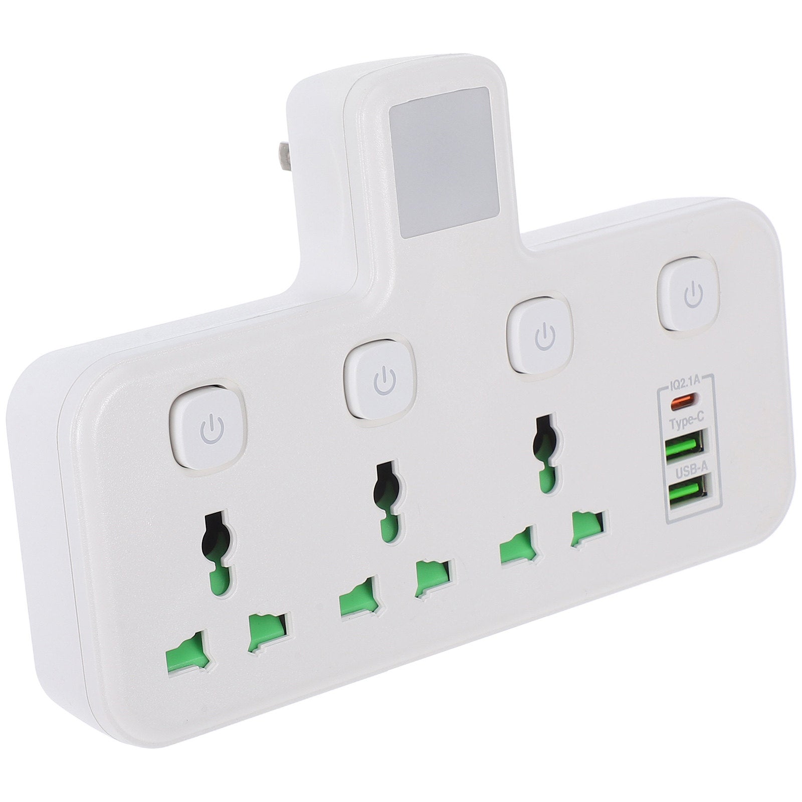 14-in-1 Universal Power Strip with USB-C & USB Fast Charging – Individual Switches & Flat Plug Extension Socket