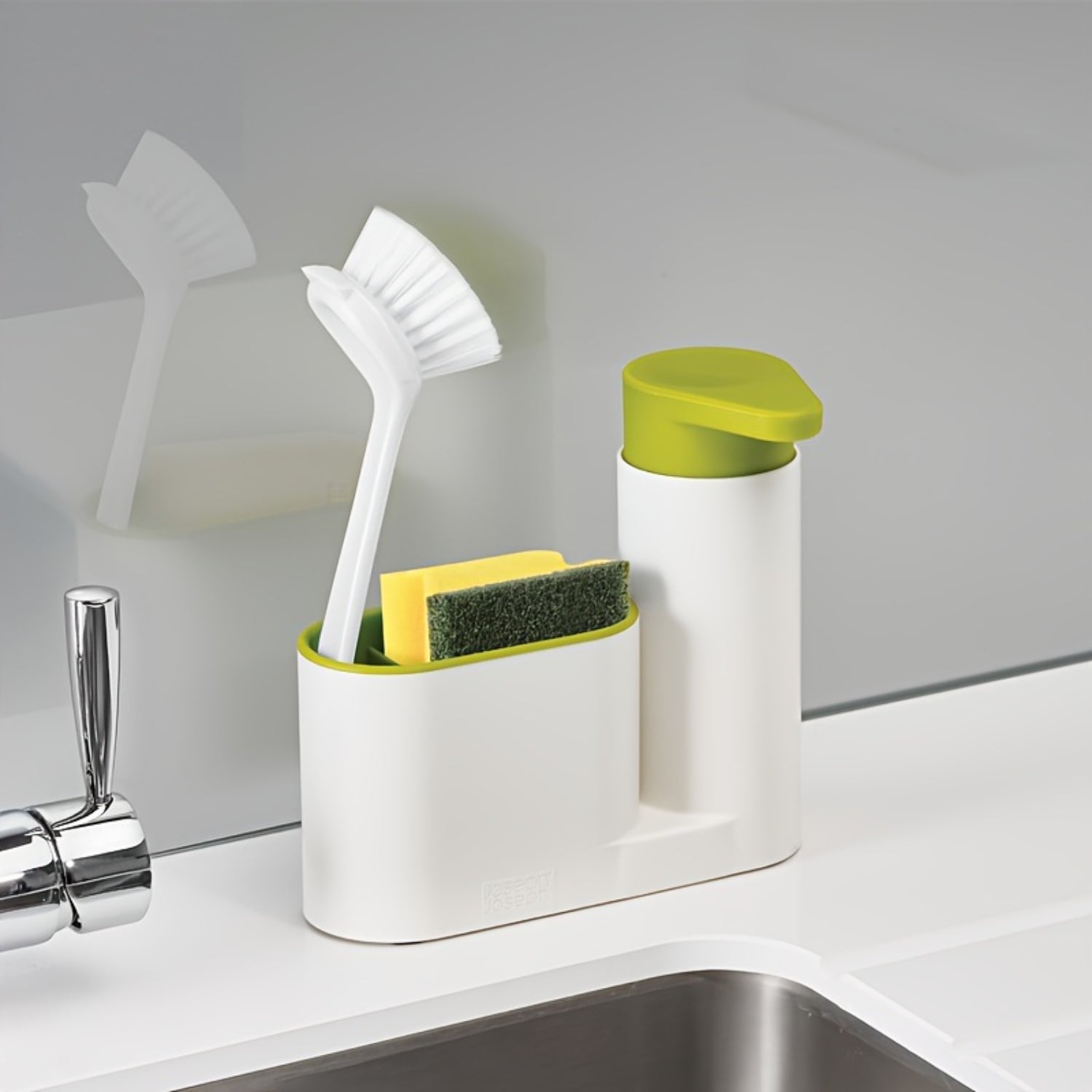 2-in-1 Soap Dispenser with Sink Organizer | Kitchen & Bathroom Detergent Dispenser Caddy
