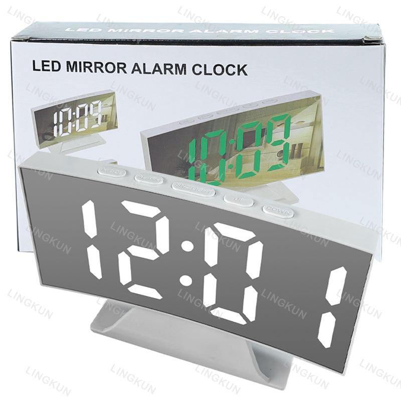 LED Mirror Digital Alarm Clock – Modern Desk & Bedside Display Clock