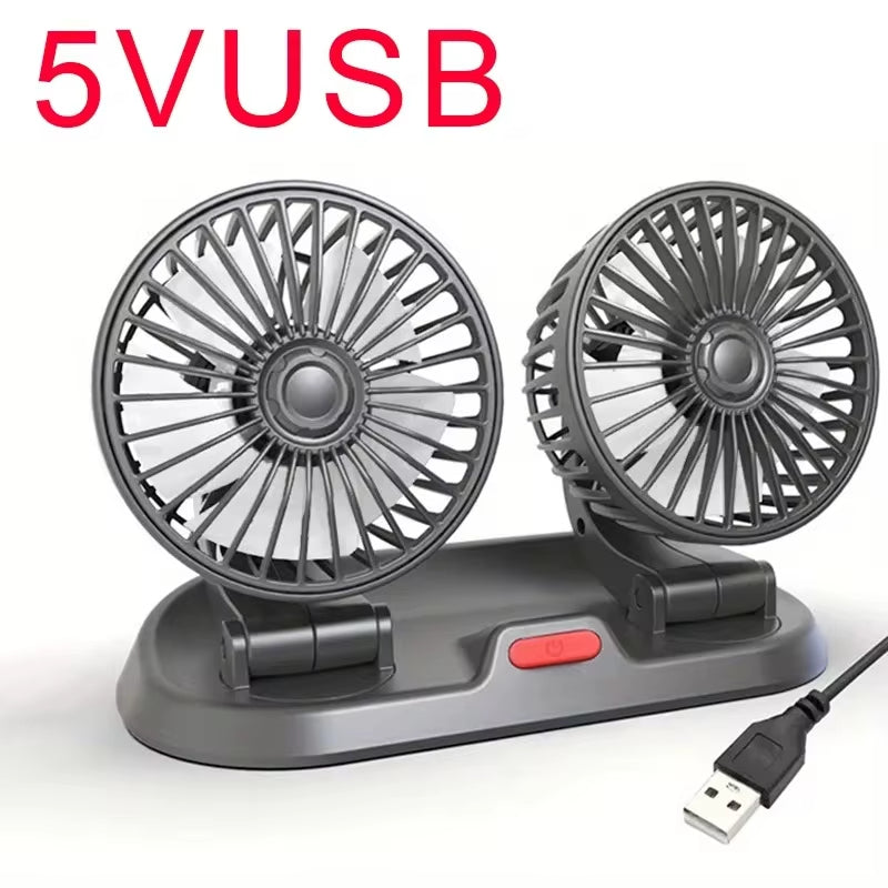 360° Triple Head Car Cooling Fan | Adjustable 3-Speed Dashboard Fan for 12V/24V Vehicles