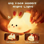 Cute Bunny Silicone Night Light – Soft Touch LED Bedside Lamp