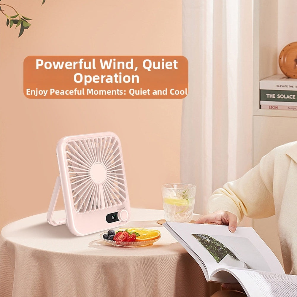 Compact USB Desktop Cooling Fan with Digital Display | 5-Speed Quiet Portable Desk Fan