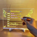 LED Light-Up Acrylic Message Board with USB Stand – Erasable Glow Drawing & Memo Board