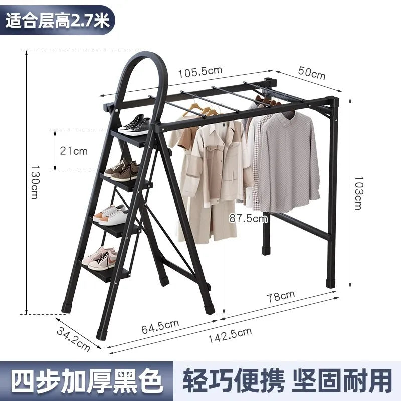 Multi-Functional Foldable Drying Rack Ladder | Heavy-Duty Carbon Steel Clothes Drying Stand