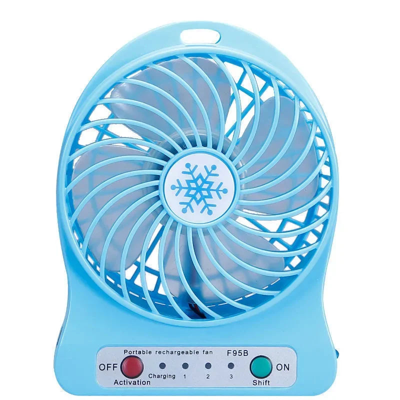 Mini Portable USB Rechargeable Fan with LED Light | Handheld & Desktop Cooling Fan (1200mAh Battery)